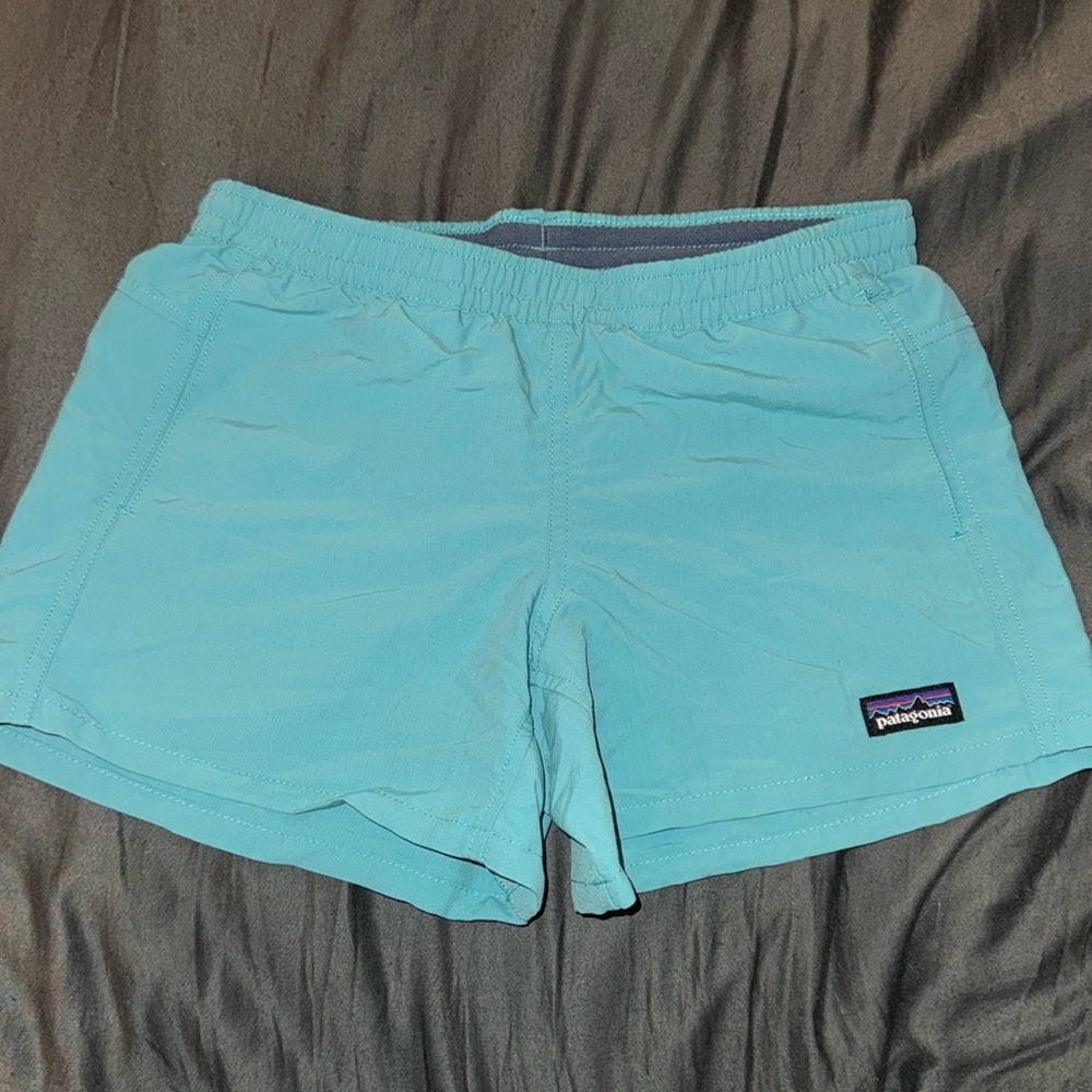 Patagonia Girls Turquoise Baggie Shorts, L (10)